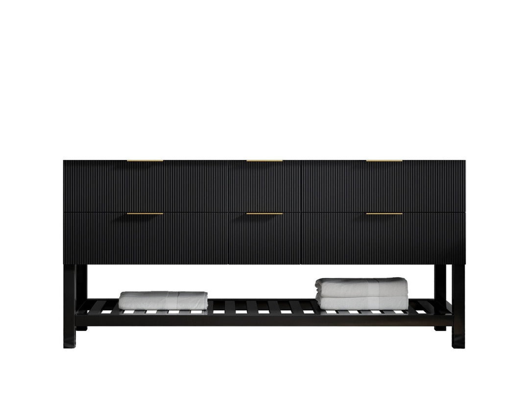 Catalina 72 in. W x 22 in. D Double Sink Bathroom Vanity in Black with Countertop - Cabinet Only