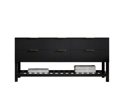 Catalina 72 in. W x 22 in. D Double Sink Bathroom Vanity in Black with Countertop - Cabinet Only