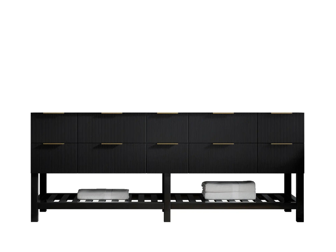 Catalina 84 in. W x 22 in. D Double Sink Bathroom Vanity in Black with Countertop - Cabinet Only