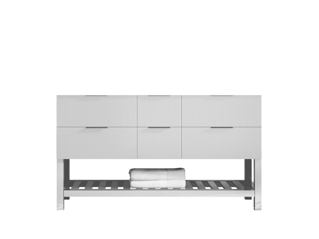 Catalina 60 in. W x 22 in. D Double Sink Bathroom Vanity in White with Countertop - Cabinet Only