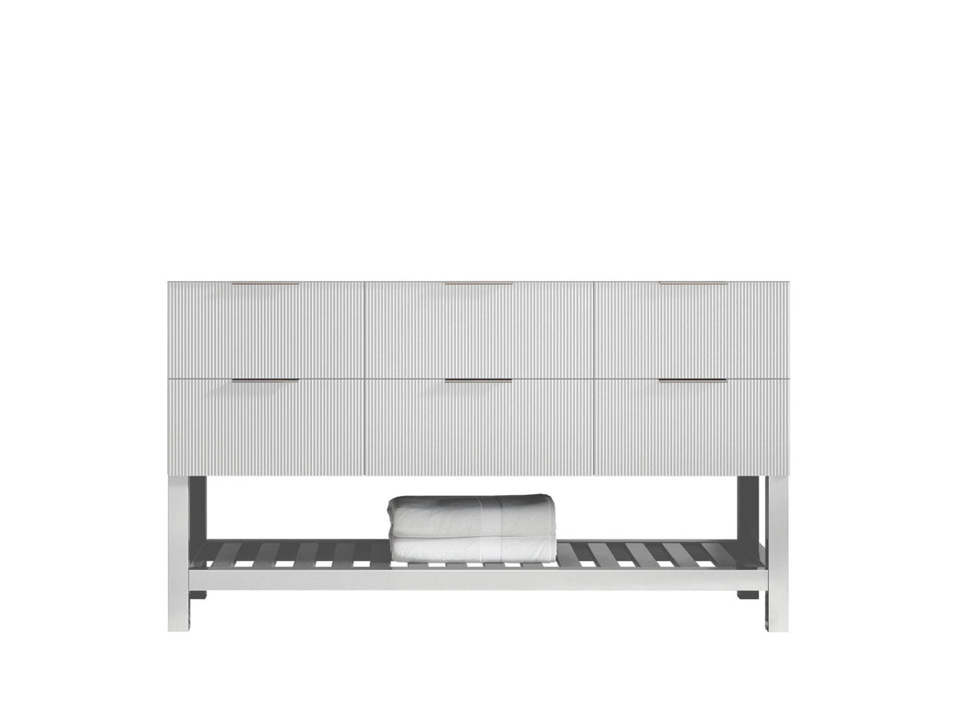 Catalina 60 in. W x 22 in. D Single Sink Bathroom Vanity in White with Countertop - Cabinet Only