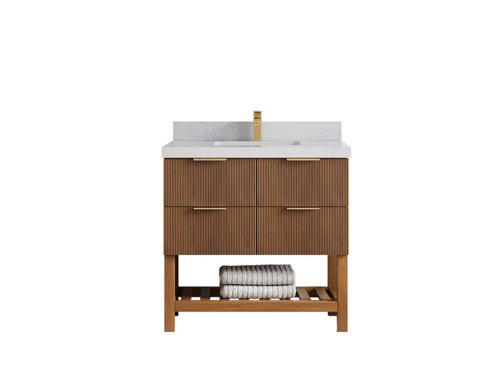 Catalina Teak 36 in. W x 22 in. D Center Sink Bathroom Vanity - photo 1