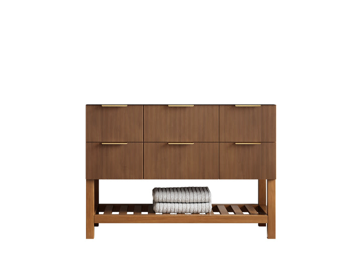 Catalina Teak 48 in W x 22 in D Free Standing Reeded Single Sink Bathroom Vanity - photo 6