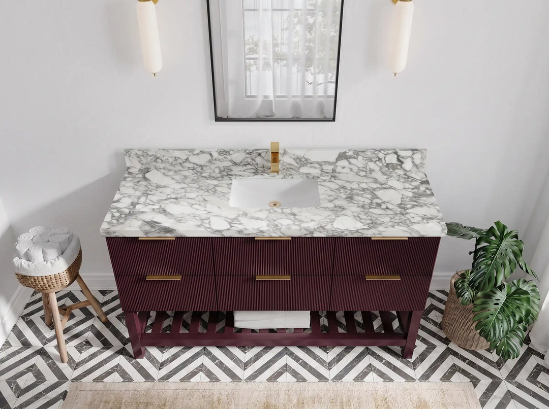 Catalina 60 in W x 22 in D Free Standing Reeded Single Sink Bathroom Vanity | 
              
                Burgundy
                
                  
             - CAT_BGD_ARB_60S - photo №25