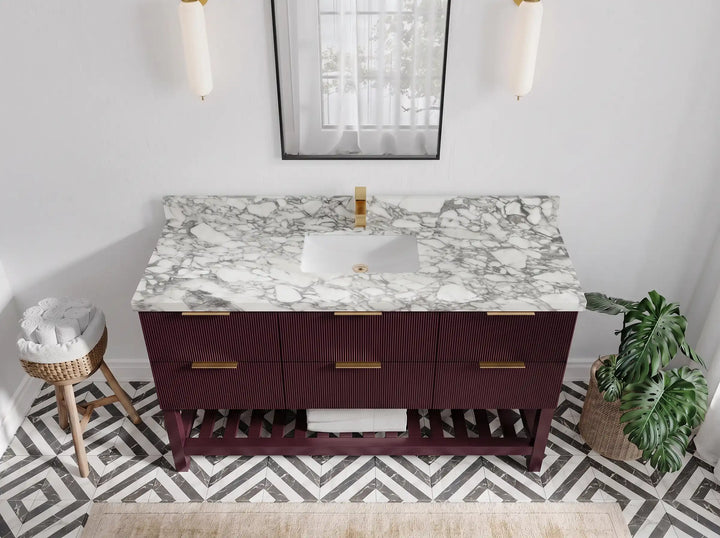 Catalina 60 in W x 22 in D Free Standing Reeded Single Sink Bathroom Vanity - photo 25