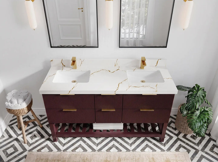 Catalina 60 in W x 22 in D Free Standing Reeded Double Sink Bathroom Vanity - photo 6