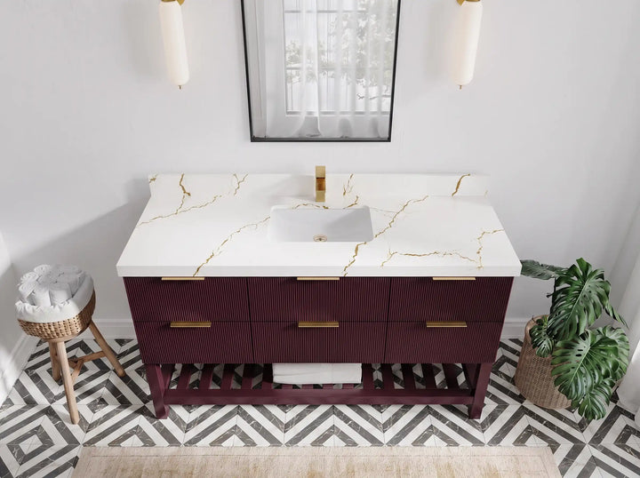 Catalina 60 in W x 22 in D Free Standing Reeded Single Sink Bathroom Vanity - photo 21
