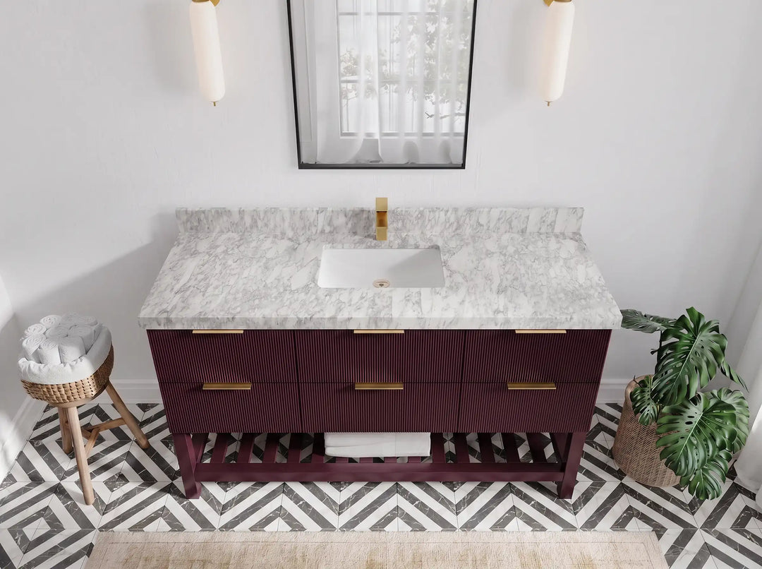 Catalina 60 in W x 22 in D Free Standing Reeded Single Sink Bathroom Vanity | 
              
                Burgundy
                
                  
             - CAT_BGD_ARB_60S - photo №12