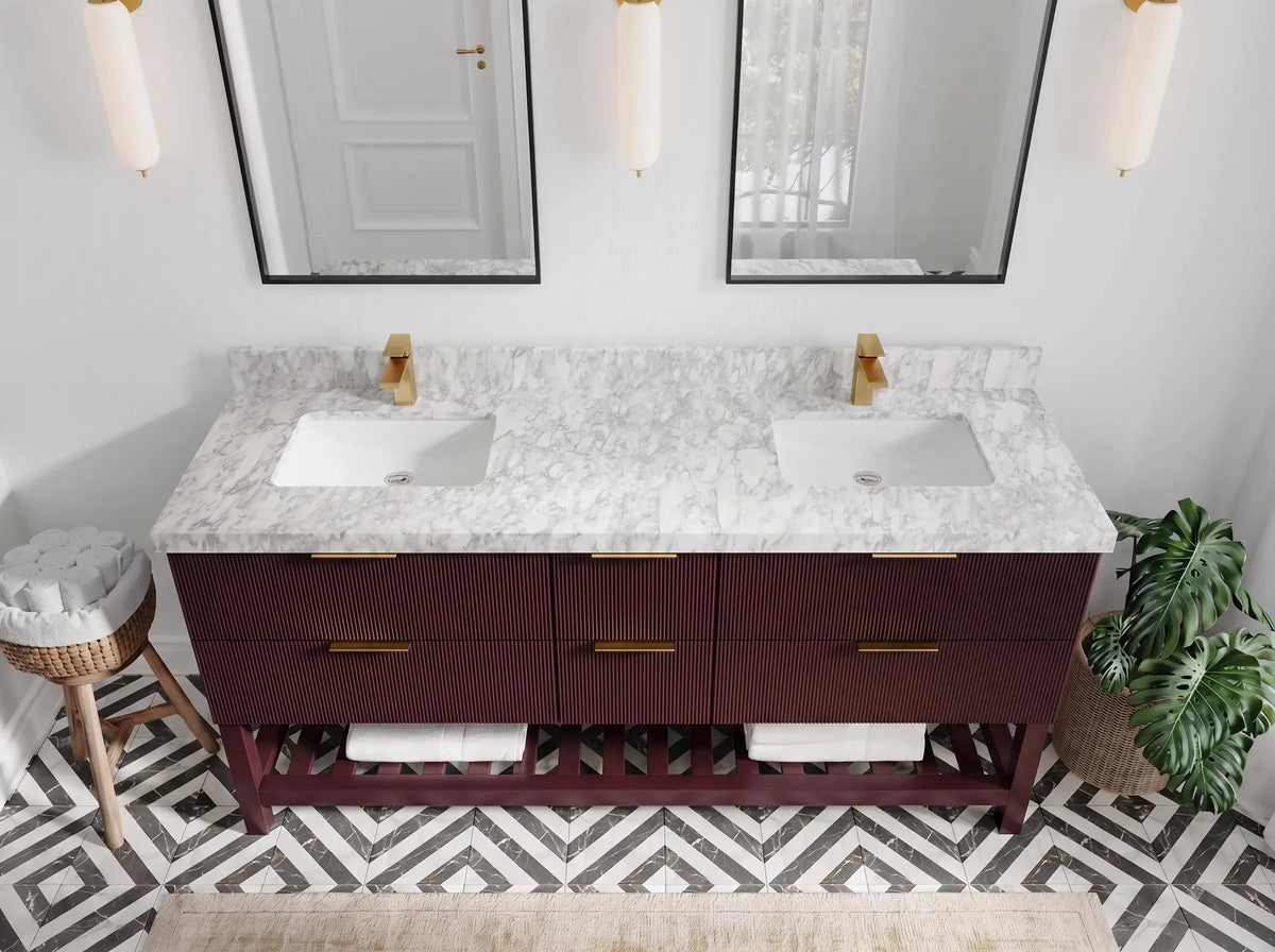Catalina 72 in W x 22 in D Free Standing Reeded Double Sink Bathroom Vanity