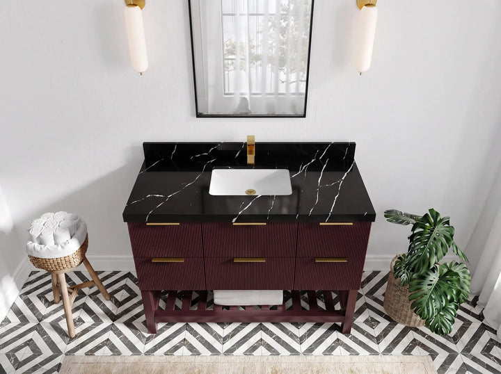 Catalina 48 in W x 22 in D Free Standing Reeded Single Sink Bathroom Vanity - photo 7