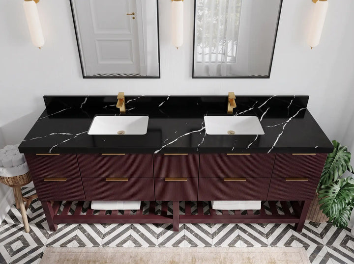 Catalina 84 in W x 22 in D Free Standing Reeded Double Sink Bathroom Vanity - photo 7