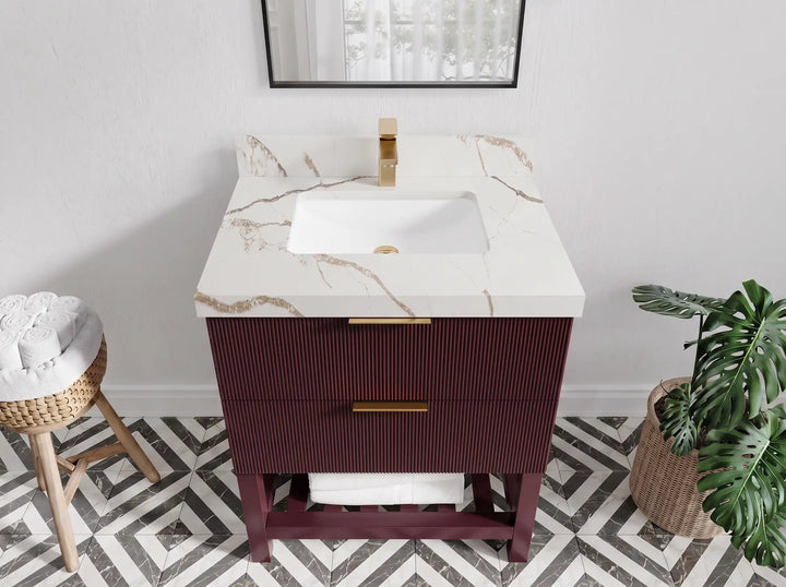 Catalina 30 in W x 22 in D Free Standing Reeded Single Sink Bathroom Vanity - photo 6