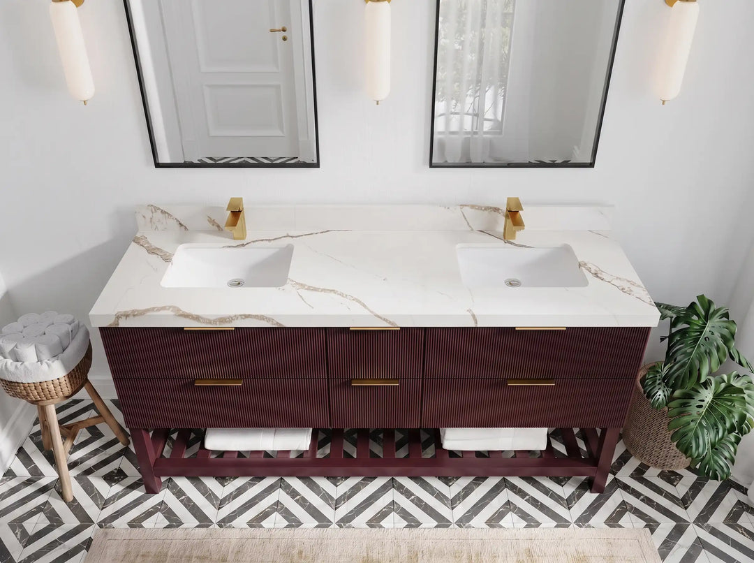 Catalina 72 in W x 22 in D Free Standing Reeded Double Sink Bathroom Vanity | 
              
                Burgundy
                
                  
             - CAT_URB_ARB_72D - photo №8