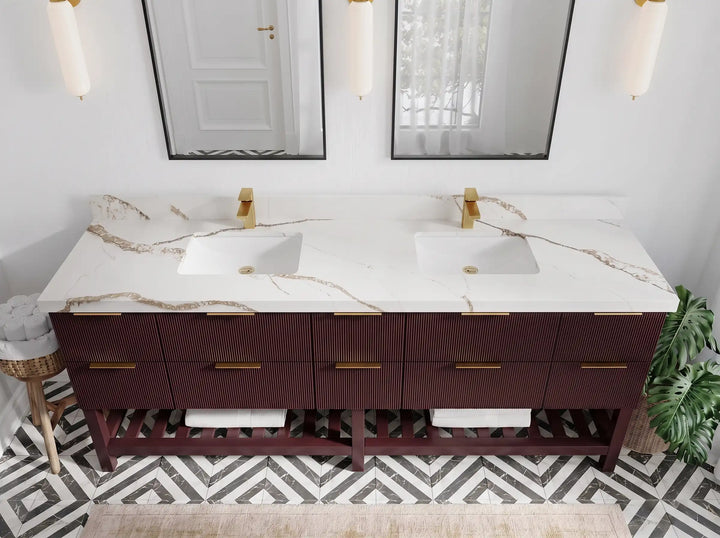 Catalina 84 in W x 22 in D Free Standing Reeded Double Sink Bathroom Vanity - photo 8