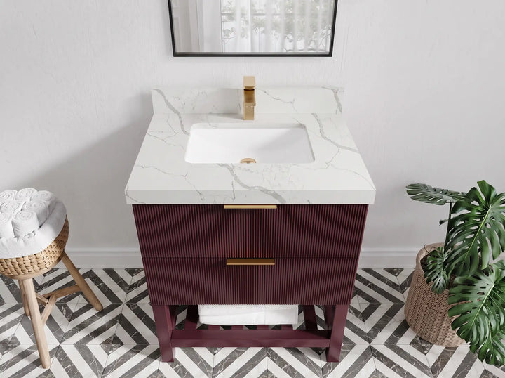 Catalina 30 in W x 22 in D Free Standing Reeded Single Sink Bathroom Vanity - photo 7
