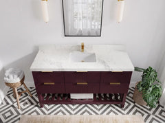 Catalina 60 in W x 22 in D Free Standing Reeded Single Sink Bathroom Vanity - photo 9