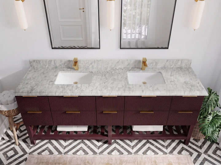 Catalina 84 in W x 22 in D Free Standing Reeded Double Sink Bathroom Vanity - photo 34