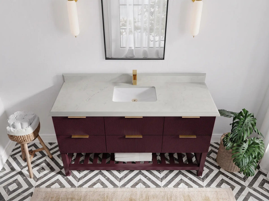 Catalina 60 in W x 22 in D Free Standing Reeded Single Sink Bathroom Vanity | 
              
                Burgundy
                
                  
             - CAT_BGD_ARB_60S - photo №37