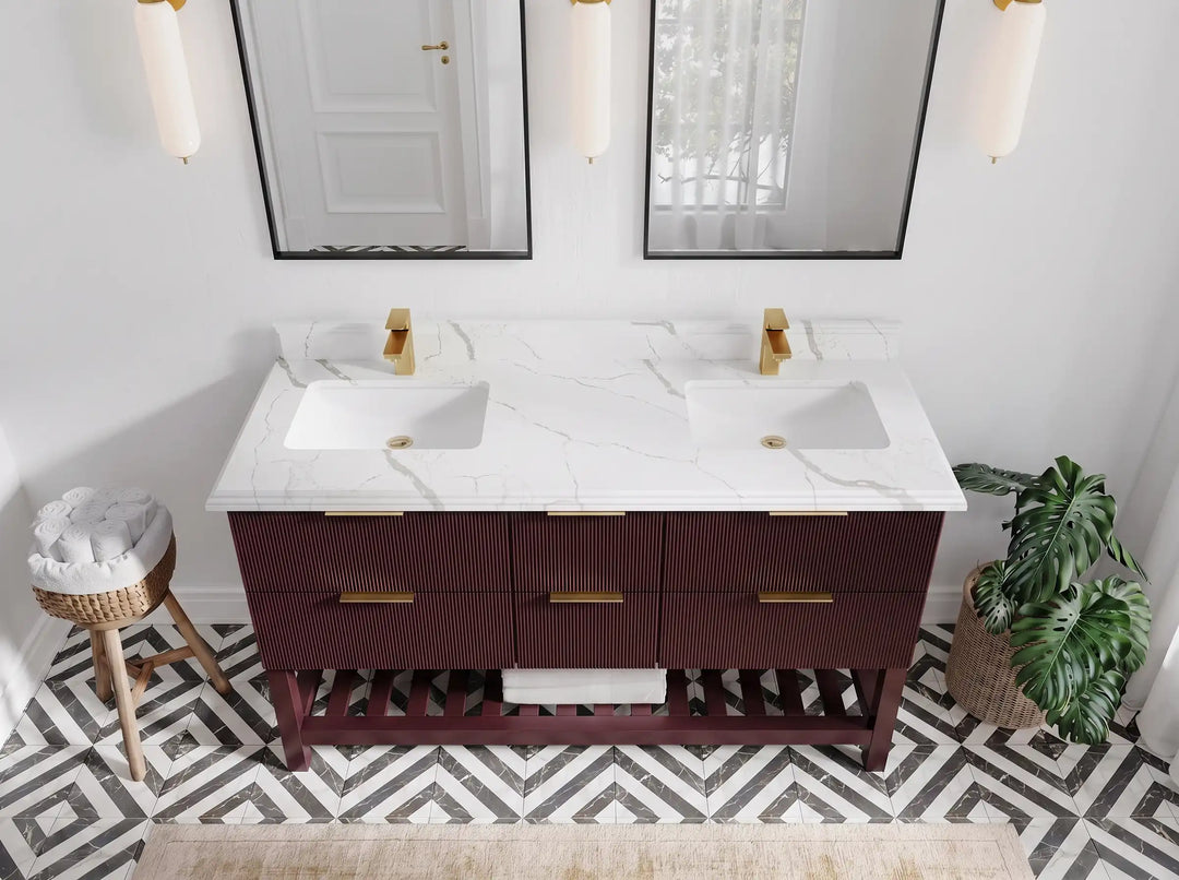 Catalina 60 in W x 22 in D Free Standing Reeded Double Sink Bathroom Vanity | 
              
                Burgundy
                
                  
             - CAT_BGD_ARB_60D - photo №36