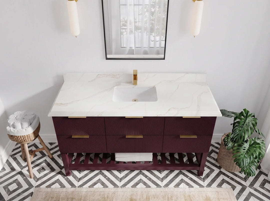 Catalina 60 in W x 22 in D Free Standing Reeded Single Sink Bathroom Vanity | 
              
                Burgundy
                
                  
             - CAT_BGD_ARB_60S - photo №38