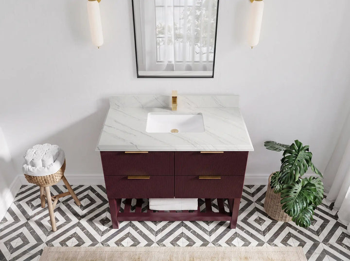 Catalina 42 in W x 22 in D Free Standing Reeded Single Sink Bathroom Vanity - photo 36