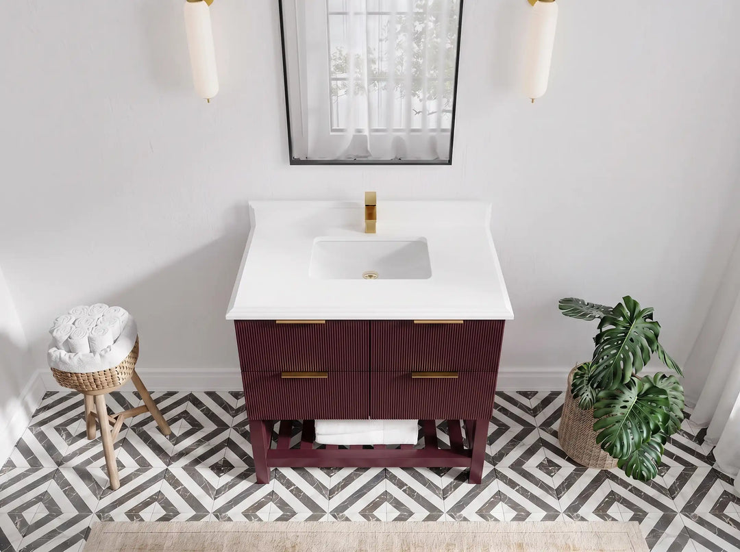 Catalina 36 in. W x 22 in. D Center Sink Bathroom Vanity | 
              
                Burgundy
                
                  
             - CAT_BGD_WHQZ_36 - photo №38