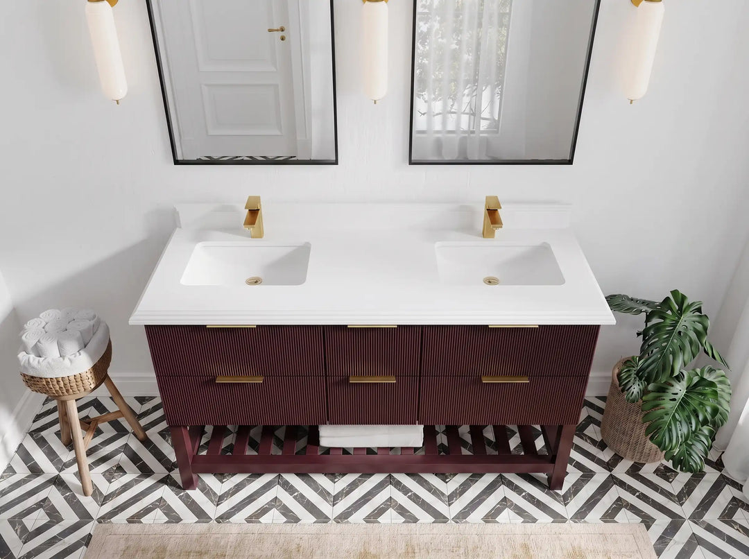 Catalina 60 in W x 22 in D Free Standing Reeded Double Sink Bathroom Vanity | 
              
                Burgundy
                
                  
             - CAT_BGD_ARB_60D - photo №40