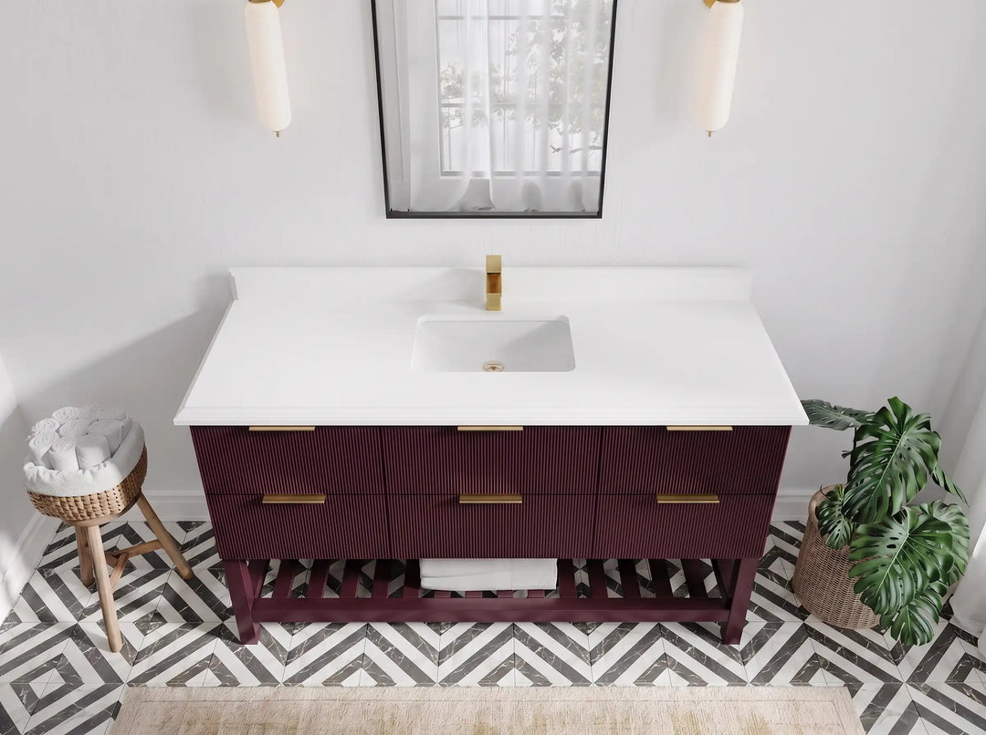Catalina 60 in W x 22 in D Free Standing Reeded Single Sink Bathroom Vanity | 
              
                Burgundy
                
                  
             - CAT_BGD_ARB_60S - photo №41