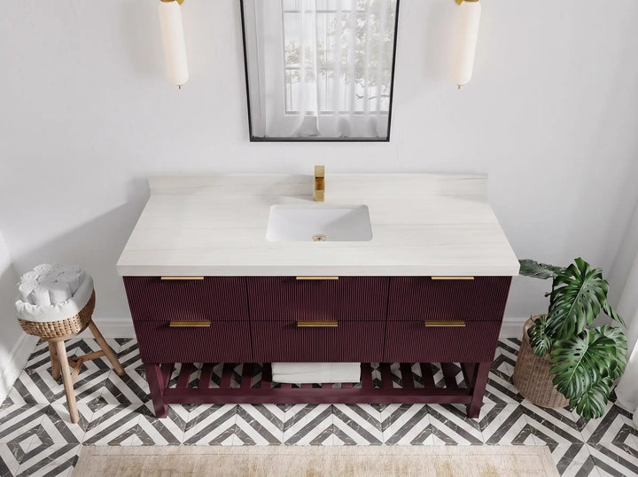 Catalina 60 in W x 22 in D Free Standing Reeded Single Sink Bathroom Vanity - photo 27