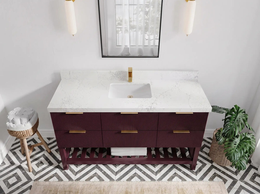 Catalina 60 in W x 22 in D Free Standing Reeded Single Sink Bathroom Vanity | 
              
                Burgundy
                
                  
             - CAT_BGD_ARB_60S - photo №14