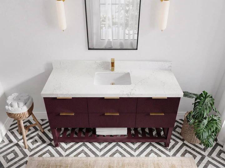 Catalina 60 in W x 22 in D Free Standing Reeded Single Sink Bathroom Vanity - photo 14