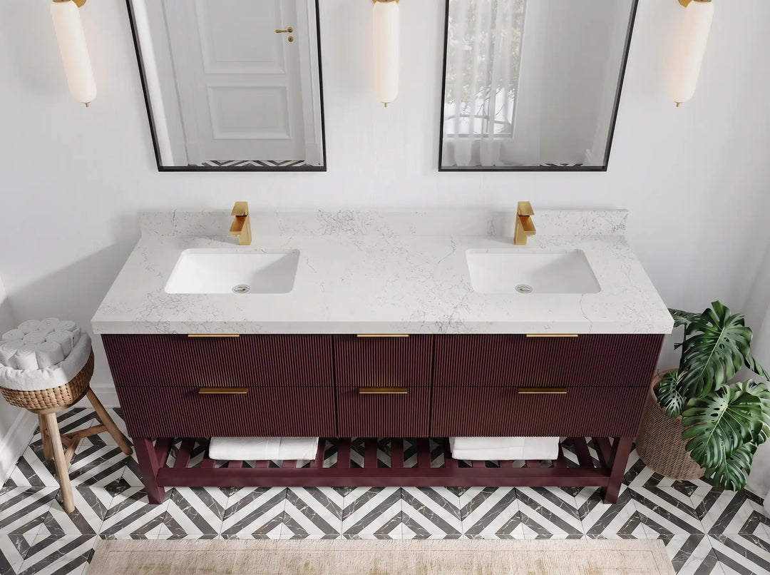 Catalina 72 in W x 22 in D Free Standing Reeded Double Sink Bathroom Vanity | 
              
                Burgundy
                
                  
             - CAT_URB_ARB_72D - photo №14