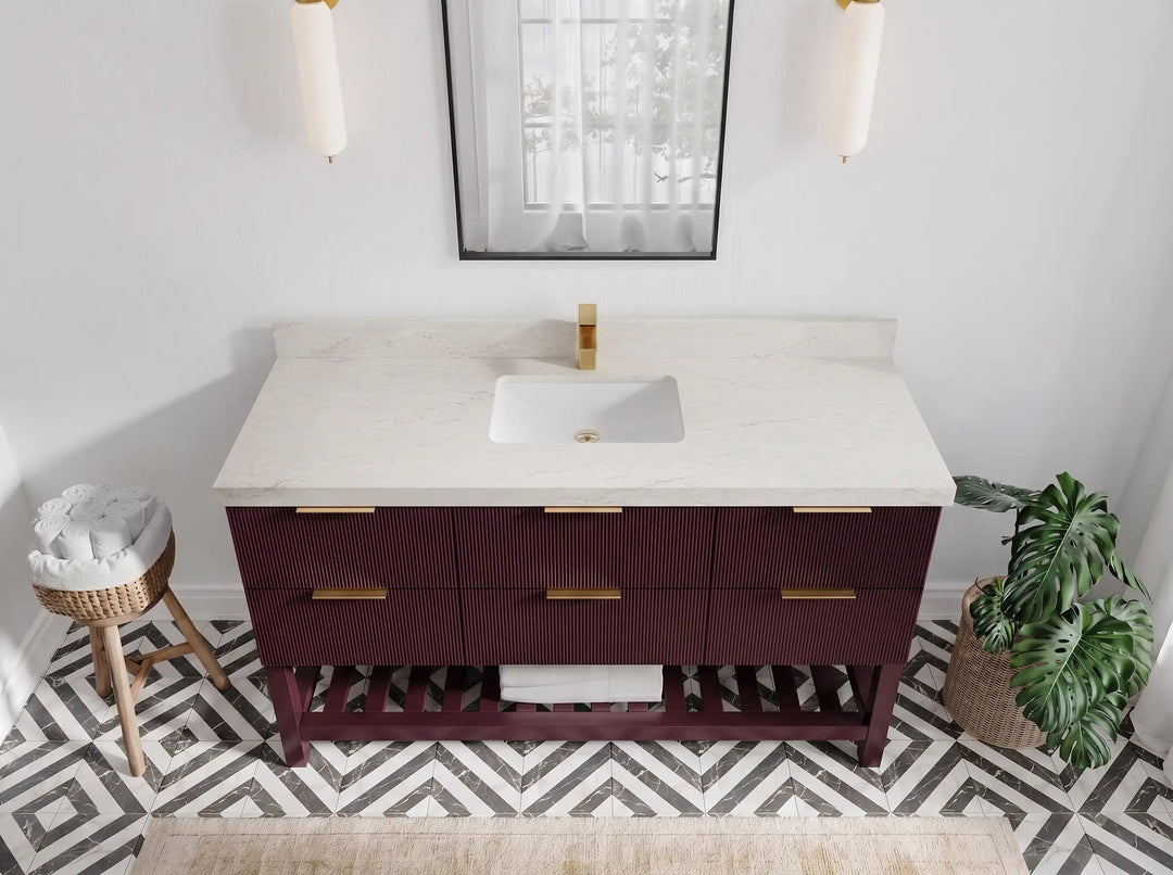 Catalina 60 in W x 22 in D Free Standing Reeded Single Sink Bathroom Vanity | 
              
                Burgundy
                
                  
             - CAT_BGD_ARB_60S - photo №28
