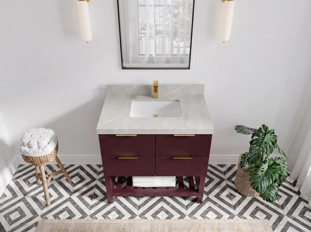 Catalina 36 in. W x 22 in. D Center Sink Bathroom Vanity | 
              
                Burgundy
                
                  
             - CAT_BGD_WHQZ_36 - photo №17