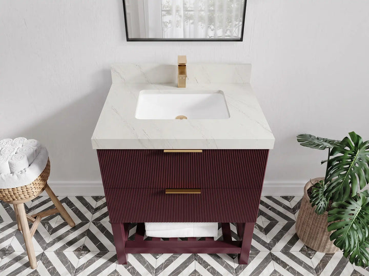 Catalina 30 in W x 22 in D Free Standing Reeded Single Sink Bathroom Vanity - photo 14
