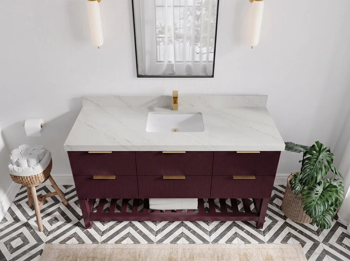 Catalina 60 in W x 22 in D Free Standing Reeded Single Sink Bathroom Vanity - photo 24