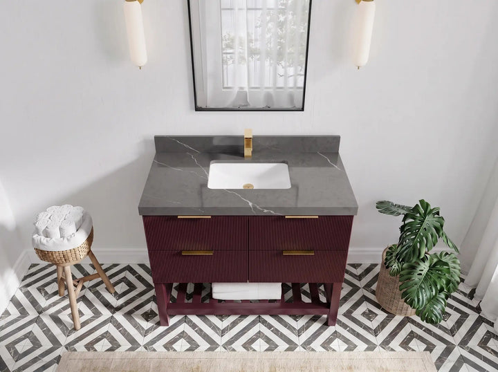 Catalina 42 in W x 22 in D Free Standing Reeded Single Sink Bathroom Vanity - photo 14