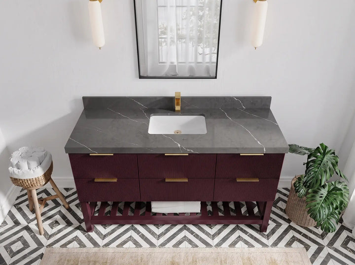 Catalina 60 in W x 22 in D Free Standing Reeded Single Sink Bathroom Vanity - photo 16