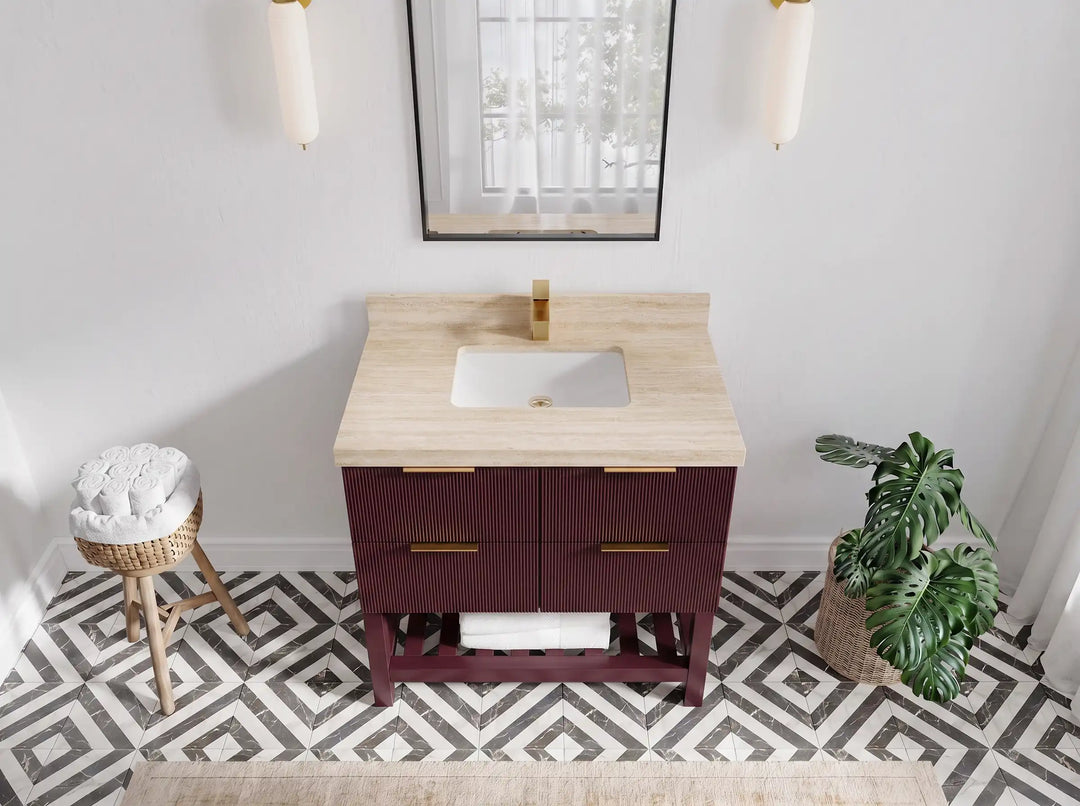 Catalina 36 in. W x 22 in. D Center Sink Bathroom Vanity | 
              
                Burgundy
                
                  
             - CAT_BGD_WHQZ_36 - photo №32