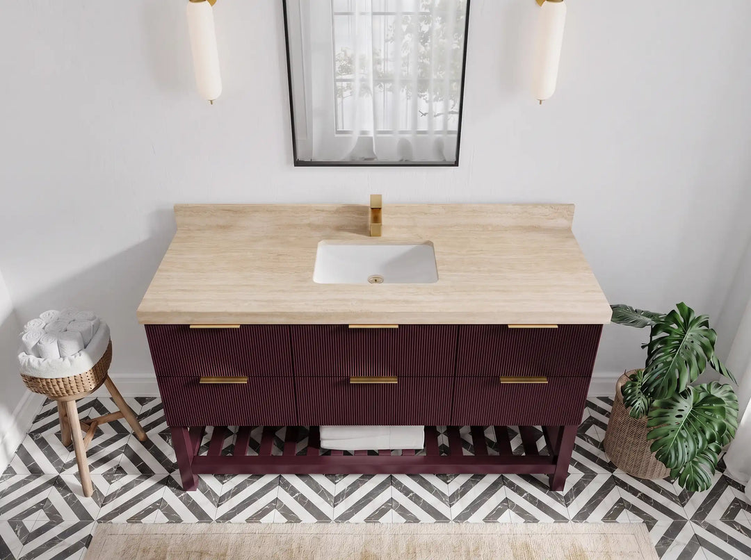 Catalina 60 in W x 22 in D Free Standing Reeded Single Sink Bathroom Vanity | 
              
                Burgundy
                
                  
             - CAT_BGD_ARB_60S - photo №30