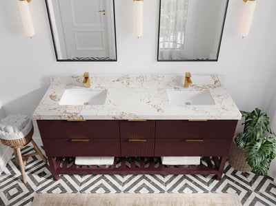 Catalina 72 in W x 22 in D Free Standing Reeded Double Sink Bathroom Vanity