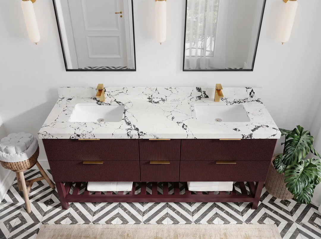 Catalina 72 in W x 22 in D Free Standing Reeded Double Sink Bathroom Vanity | 
              
                Burgundy
                
                  
             - CAT_URB_ARB_72D - photo №19