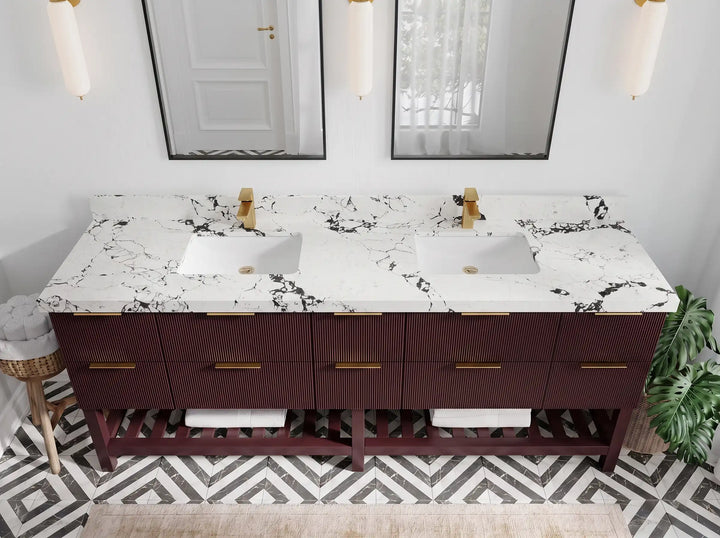 Catalina 84 in W x 22 in D Free Standing Reeded Double Sink Bathroom Vanity - photo 18