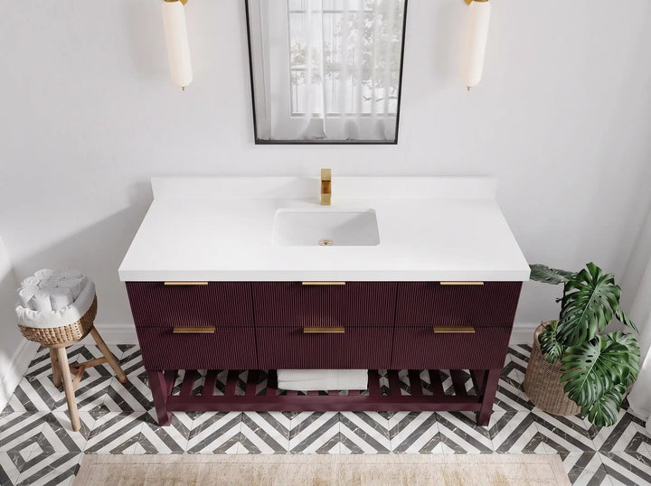 Catalina 60 in W x 22 in D Free Standing Reeded Single Sink Bathroom Vanity - photo 5