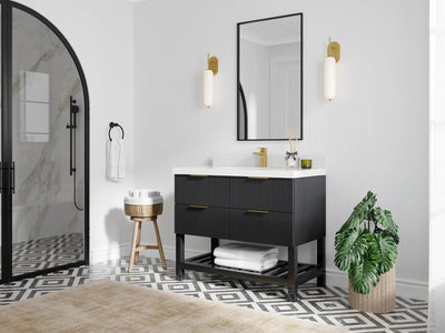 Catalina 42 in. W x 22 in. D Single Sink Bathroom Vanity in Black with Countertop - Side View