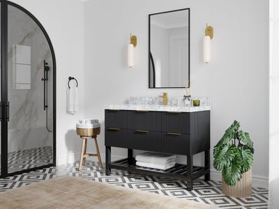 Catalina 48 in. W x 22 in. D Single Sink Bathroom Vanity in Black with Countertop - Side View
