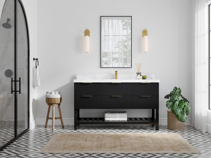 Catalina 60 in W x 22 in D Free Standing Reeded Single Sink Bathroom Vanity - photo 4