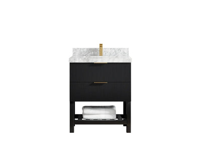 Catalina 30 in. W x 22 in. D Single Sink Bathroom Vanity in Black with 2 in Carrara Marble Countertop