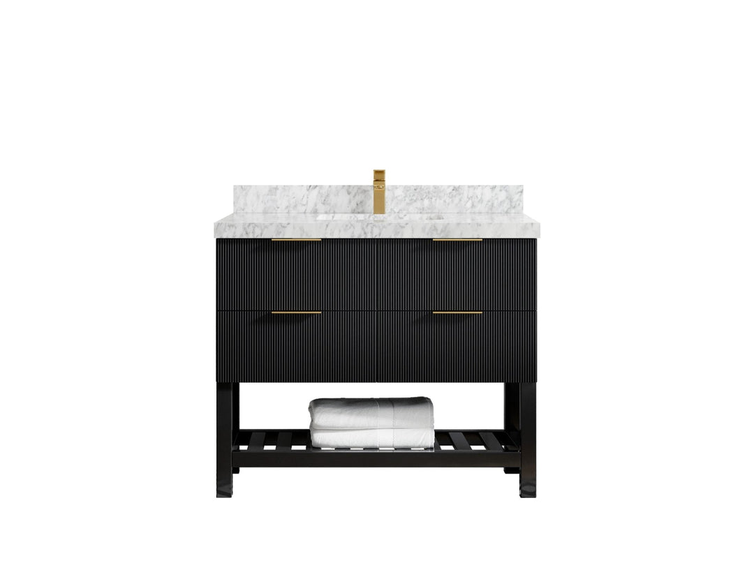 Catalina 42 in. W x 22 in. D Single Sink Bathroom Vanity in Black with 2 in Carrara Marble Countertop
