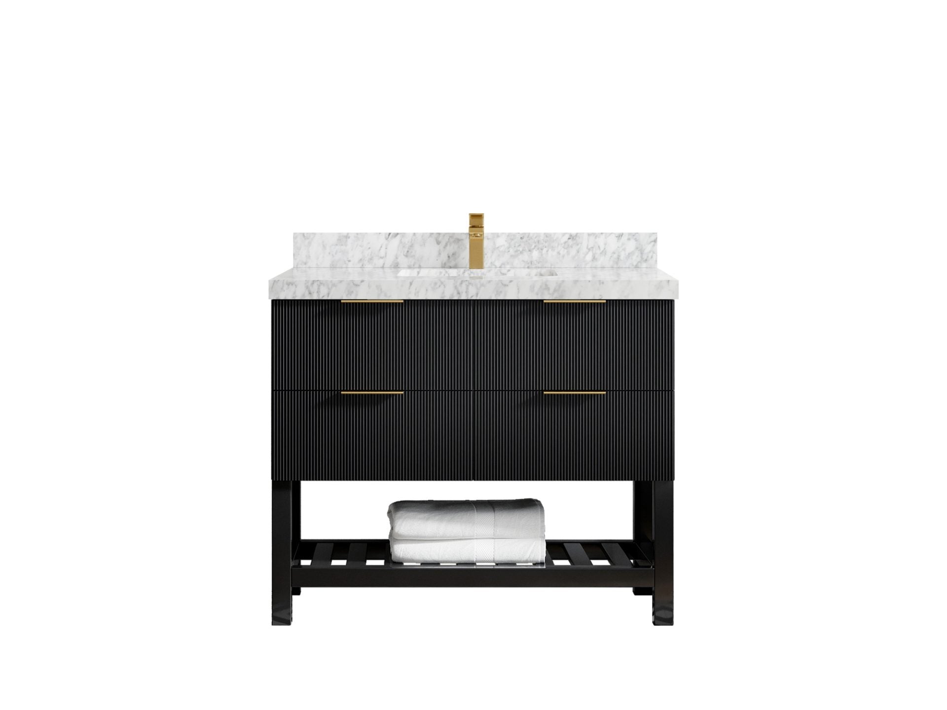 Catalina 42 in. W x 22 in. D Single Sink Bathroom Vanity in Black with 2 in Carrara Marble Countertop